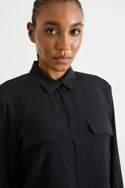 Blusa in crepe de chine - Nero