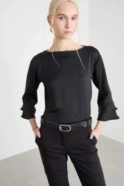 Blusa in crepe de chine - Nero