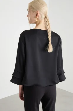 Blusa in crepe de chine - Nero