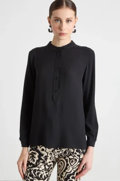 Blusa in crepe de chine - Nero