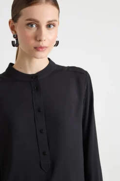 Blusa in crepe de chine - Nero