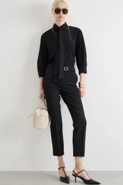 Blusa in crepe de chine - Nero