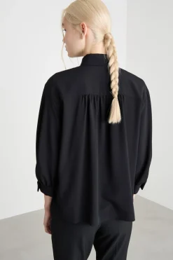 Blusa in crepe de chine - Nero