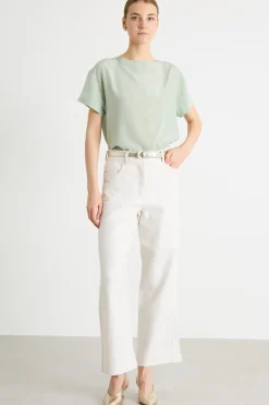 Blusa in crepe de chine stampato - Verde