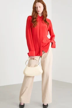 Blusa in crepe fluido - Rosso