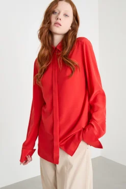 Blusa in crepe fluido - Rosso