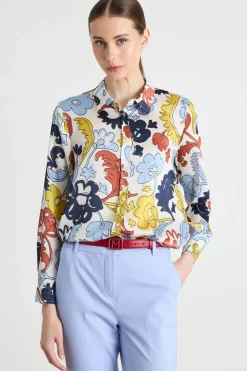 Blusa in crepe stampata - Bianco