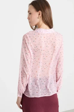 Blusa in crepe stampato - Rosa