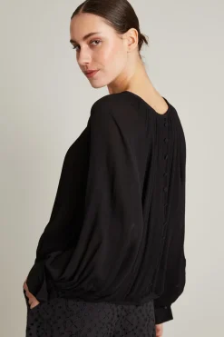 Blusa in creponne di seta - Nero