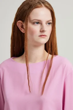 Blusa in crépe con balze - Rosa Scuro
