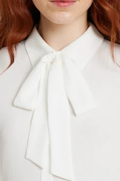 Blusa in crépe con foulard - Bianco