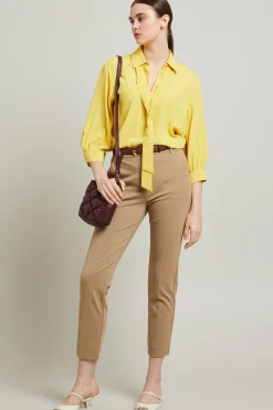 Blusa in crépe con foulard - Giallo Sole