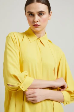 Blusa in crépe con foulard - Giallo Sole
