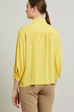 Blusa in crépe con foulard - Giallo Sole
