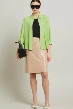 Blusa in crépe con foulard - Verde Pistacchio