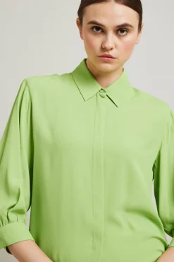 Blusa in crépe con foulard - Verde Pistacchio
