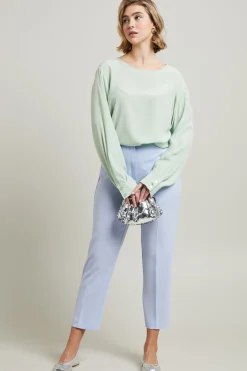Blusa in crépe de chine - Verde Menta