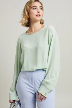 Blusa in crépe de chine - Verde Menta