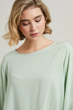 Blusa in crépe de chine - Verde Menta