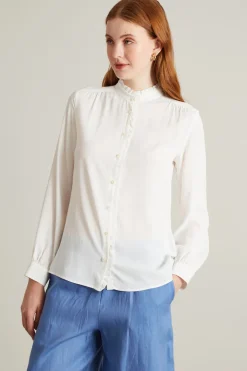 Blusa in crèpe di misto seta - Bianco