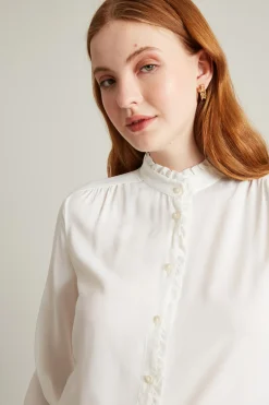 Blusa in crèpe di misto seta - Bianco