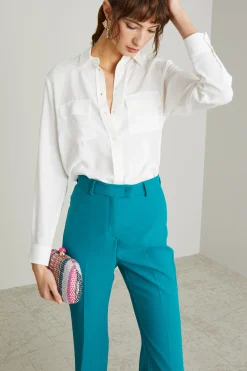 Blusa in crépe di misto seta - Bianco