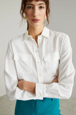 Blusa in crépe di misto seta - Bianco