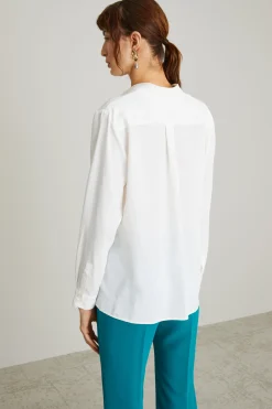 Blusa in crépe di misto seta - Bianco