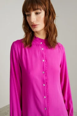 Blusa in crèpe di misto seta - Fuxia