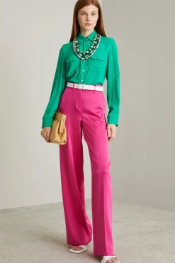 Blusa in crépe di misto seta - Verde