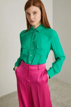 Blusa in crépe di misto seta - Verde
