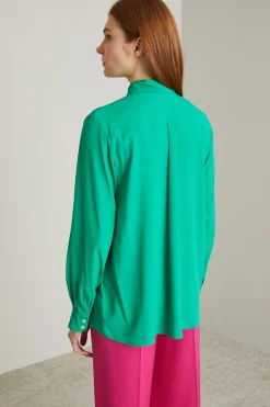 Blusa in crépe di misto seta - Verde
