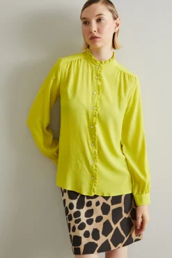 Blusa in crèpe di misto seta - Verde Acido