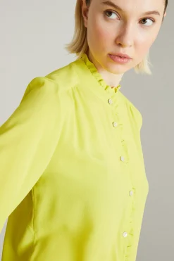 Blusa in crèpe di misto seta - Verde Acido