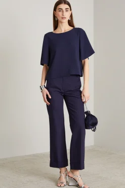 Blusa in enver satin - Blu