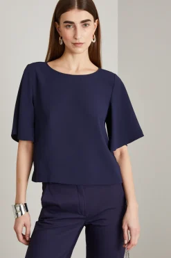 Blusa in enver satin - Blu