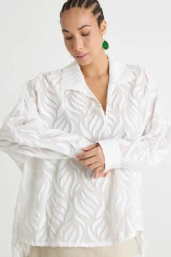 Blusa in fil coupé - Bianco