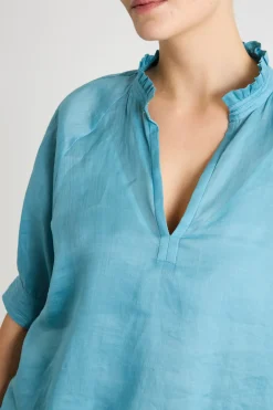 Blusa in garza - Azzurro