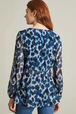 Blusa in georgette - Blu Grigio