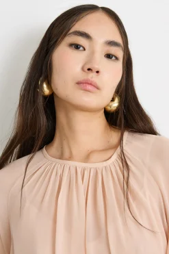 Blusa in georgette con maniche ampie - Beige