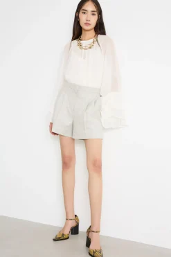 Blusa in georgette con maniche ampie - Bianco