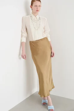 Blusa in georgette con pieghe - Bianco