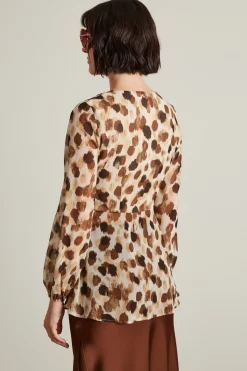 Blusa in georgette - Marrone Beige