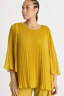 Blusa in georgette plissé - Giallo