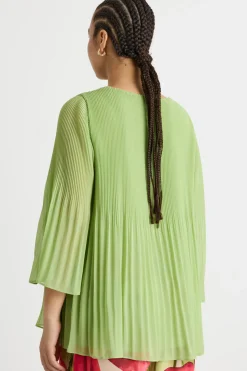 Blusa in georgette plissé - Verde