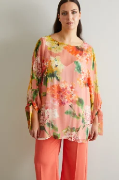 Blusa in georgette - Rosa Polvere Arancione