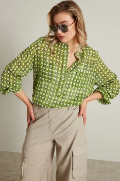 Blusa in georgette - Verde