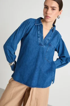 Blusa in jeans - Blu