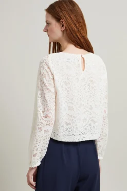 Blusa in jersey pizzo - Bianco