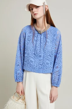 Blusa in jersey pizzo - Lilla